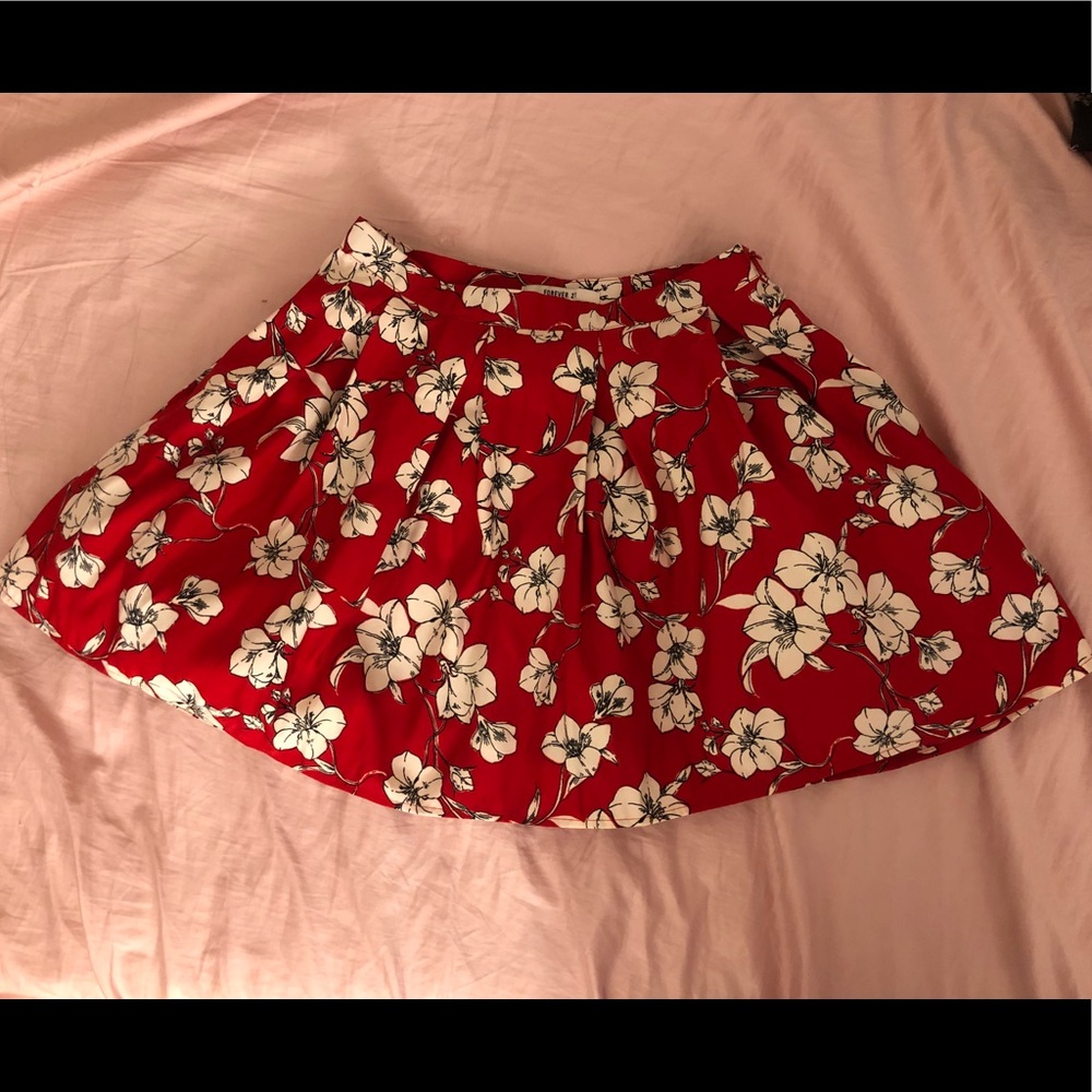 Forever 21 Red Floral Skirt
